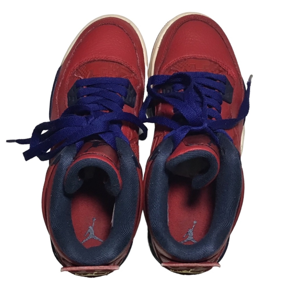 Nike Air Jordan 4 Retro FIBA Gym Red Navy Gold GS Youth 5.5Y Sneakers - Picture 6 of 8